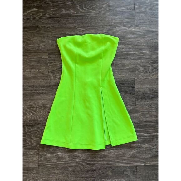 Miscreants Dresses & Skirts - NWOT Miscreants London Cupid Mini Dress W/Slit In Neon Green UK 6 US 2
